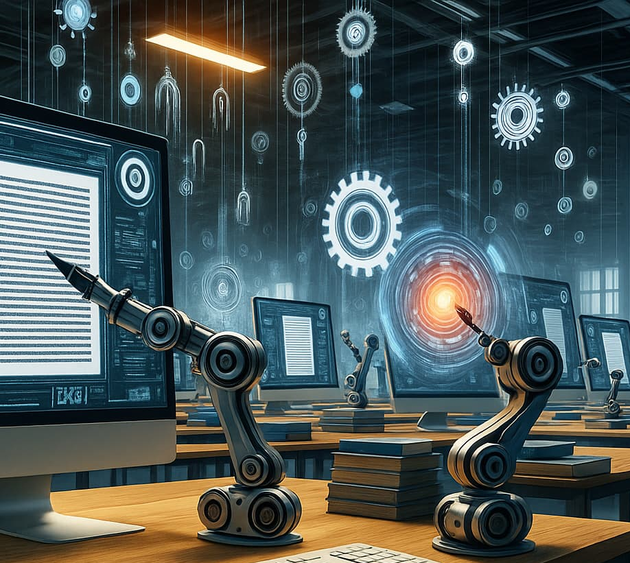 オフィスで稼働するロボットアーム